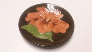 WILLIAM-MOORCROFT-034-GERANIUM-034-Chocolate-Brown-Dish-ENGLAND-4-1-2-034