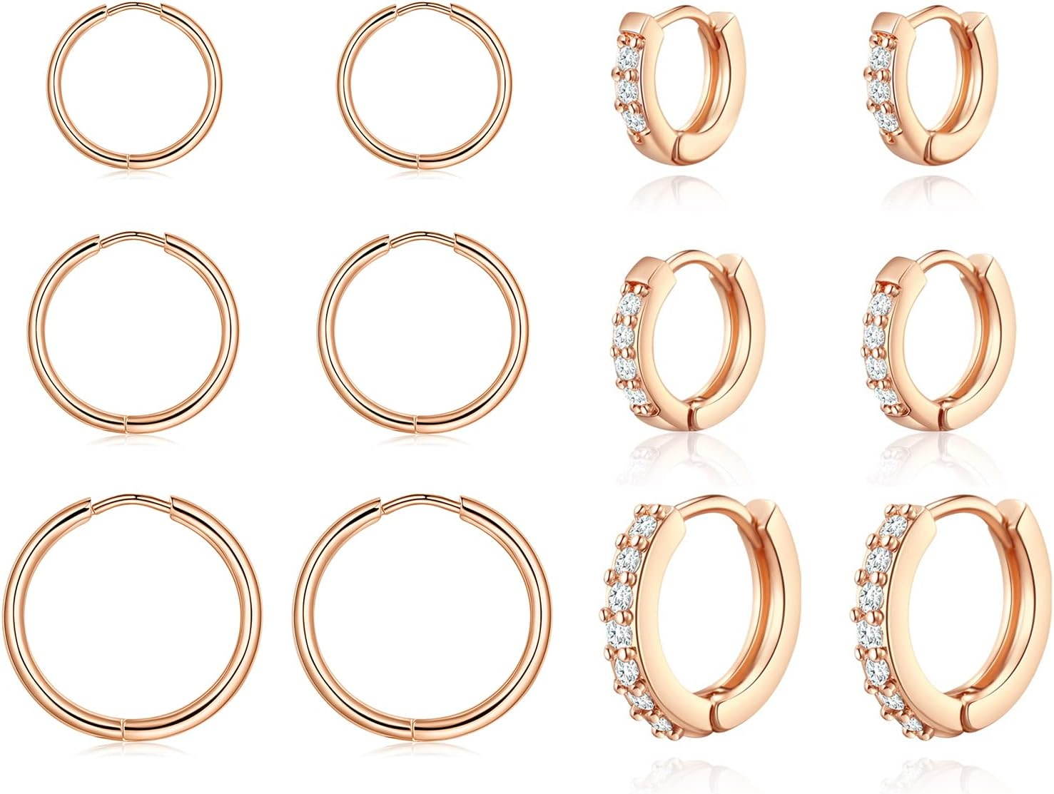 Hoop Earrings for Women,  Huggie Hoop Earrings Girls Hypoallergenic, Cubic Zirco-image