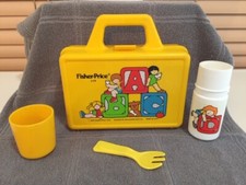 Vintage 1979 Fisher Price Play Lunch Box 638 and Accessories