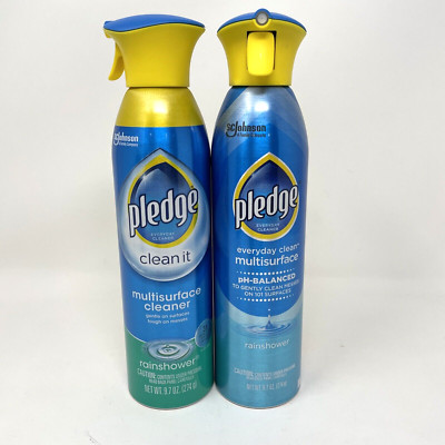 Lot 2 Pledge Multi Surface Cleaner Spray 9.7 Oz Better Clean It 'Rainshower' NEW