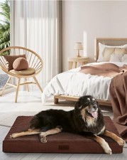 Orthopedic Waterproof Dog Bed w/ Foam, Washable Cover, Brown, 41 Inch