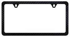 Black Simulated Carbon Fiber On Black Powder Coated Thin Rim License Plate Frame