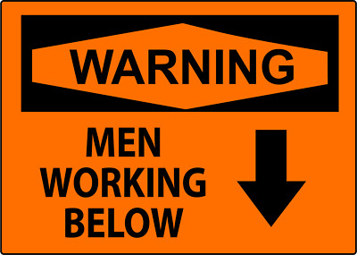 WARNING MEN WORKING BELOW | Adhesive Vinyl Sign Decal | eBay