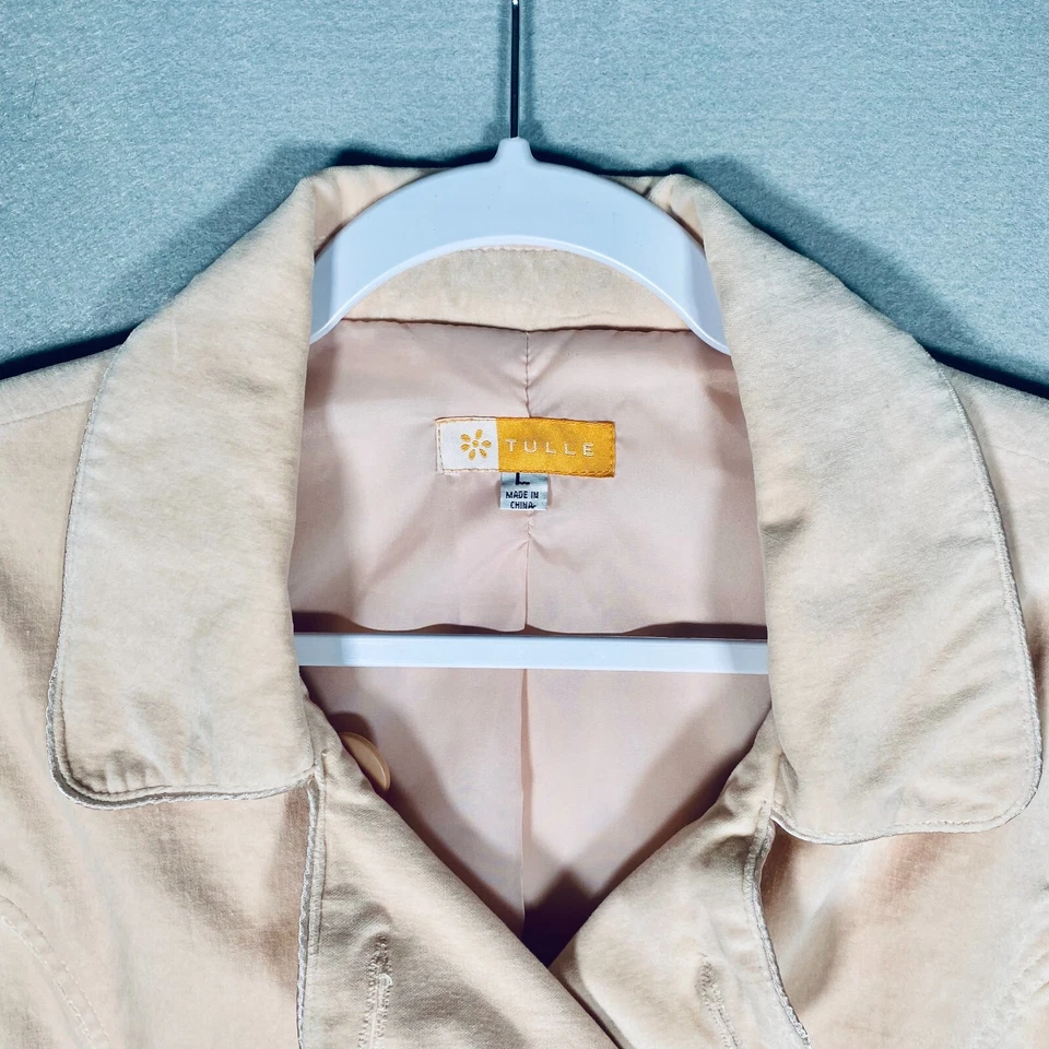 Chaqueta Tul Anthropologie Mujer L Rosa Terciopelo Doble Pecho Recortado Verano Foto 4 de 4