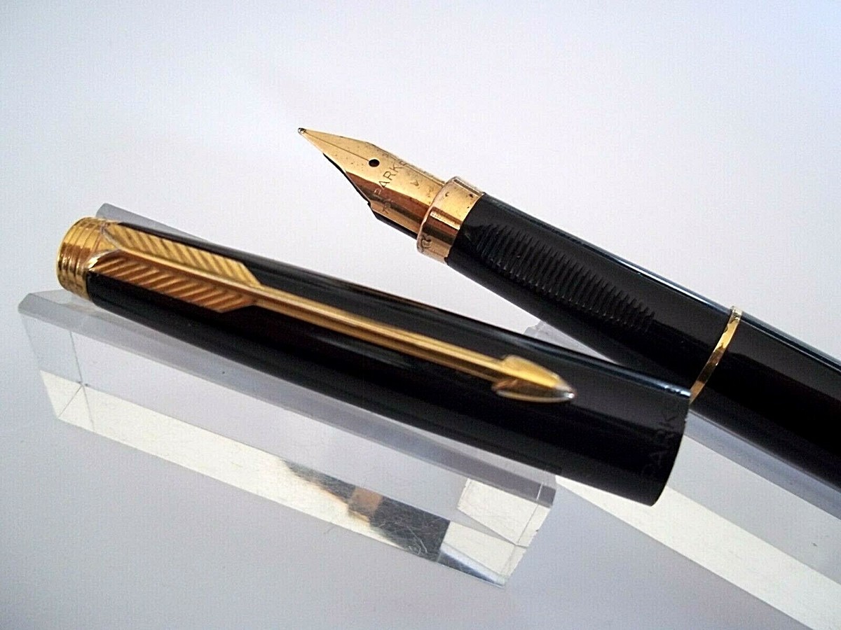 Stylo Plume Parker 75 Custom Noir - Plume En Or 18K, Occasion, Pièce De Collection