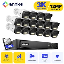 ANNKE 12MP 8CH 16CH NVR 5MP Audio POE CCTV Security Camera System Color Night AI