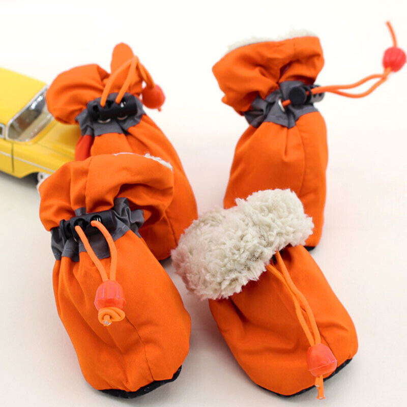 4Pcs Waterproof Pet NonSlip Shoes Winter Dog Cat Snow Boots Warm Puppy