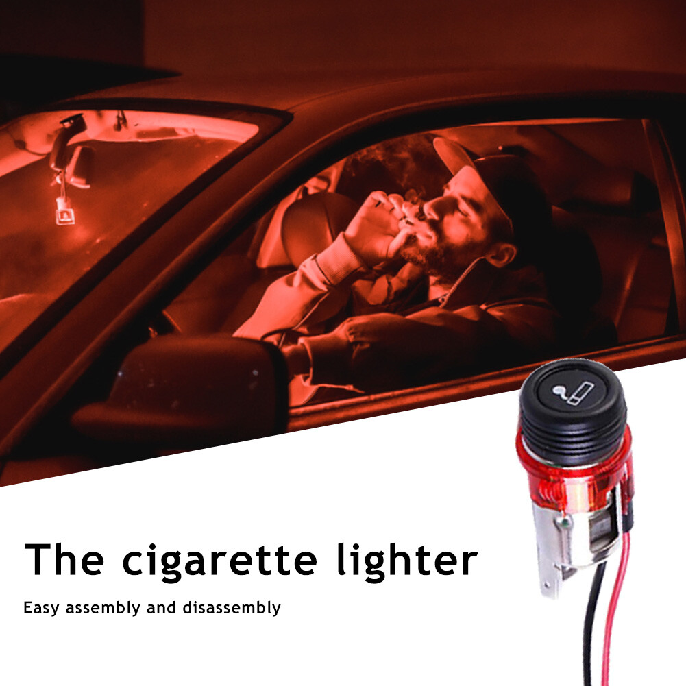 12V Cigarette Lighter with Light Wire Auto Boat Power Outlet Socket