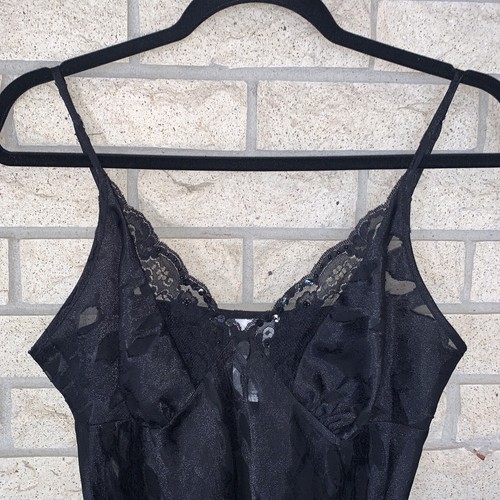 Vintage Secret Treasures Black Burn Out Lace Semi Sheer Bias Slip Dress Medium - Picture 15 of 17