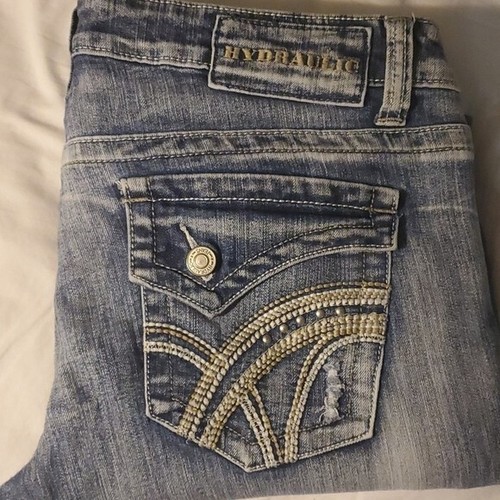 HYDRAULIC VIKKI Legging Stretchy, light wash Distressed Jeans Size 13/14 - Picture 5 of 10