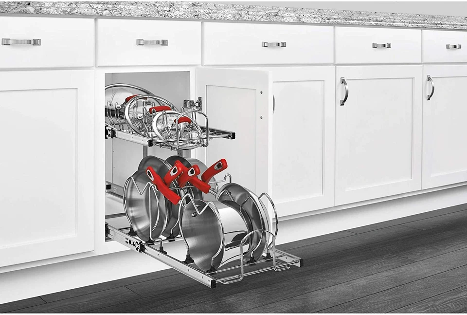 Rev-A-Shelf 5CW2 2-Tier Wire Pull Out Kitchen Cabinet Organizer for Pots, Pans - Image 4 of 4