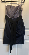 White By Vera Wang Strapless Blue Silver Cocktail Dress Size 2