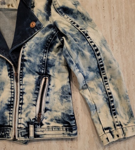 NWT SCOTCH R'BELLE ACID WASHED MOTO DENIM JACKET 4YR - Picture 5 of 10