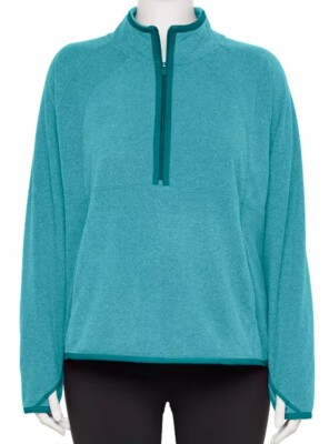 TEK GEAR MICROFLEECE QUARTER-ZIP MOCK NECK FLEECE PULLOVER TOP WMNS PLUS 4X NIP!