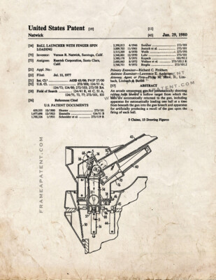 Ball Launcher With Finger Spin Loading Patent Print Old Look