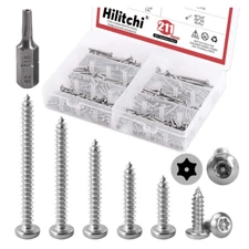 210 Pcs #6 Stainless Steel Security Torx Sheet Metal Screw Assortment Kit