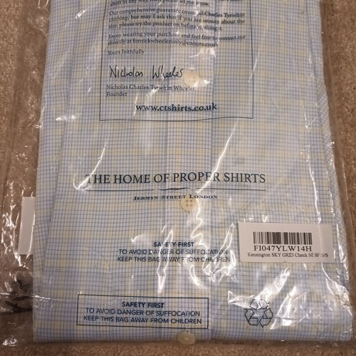Charles Tyrwhitt Herren Hellblau Kensington Sky Grid Check Slim Fit Hemd Uk14/37 - Bild 9 von 9