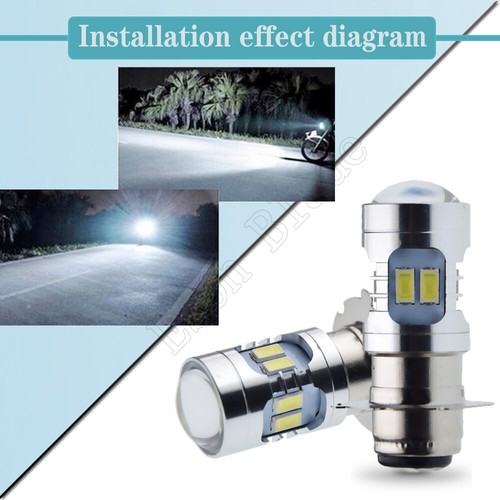 2 x 12V Motorcycle Headlamp LED Headlight 3 Lug Bulb P15d.25-3 RP30 White 6V-30V - Picture 8 of 8