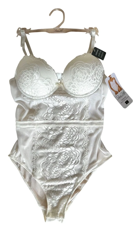 Rene Rofe Women's Demi Extreme Push-up Lace Bodysuit Size S Eggshell - Image 2 of 4