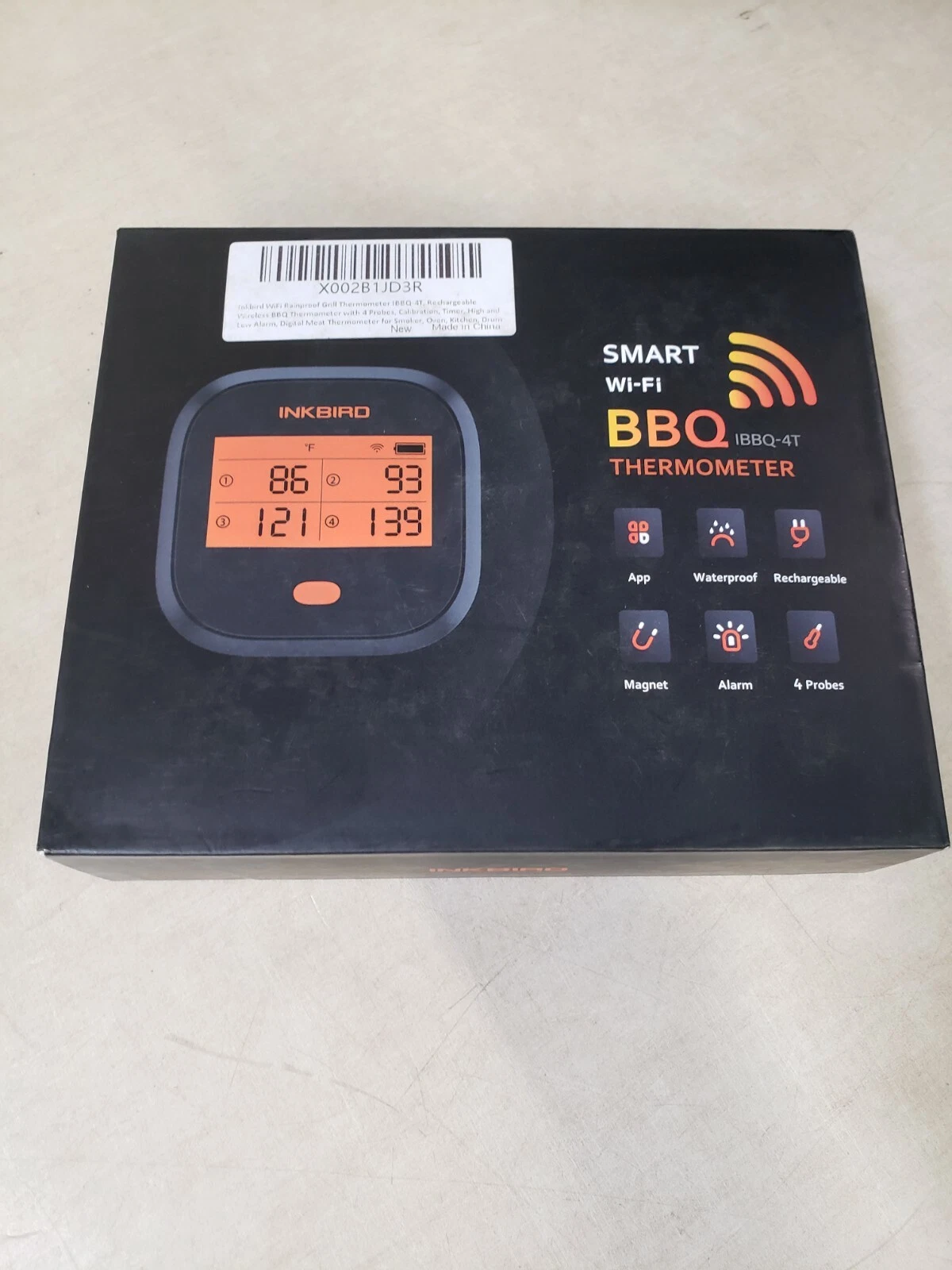 INKBIRD Smart Wi-Fi BBQ IBBQ-4T Digital Grill Meat/BBQ Thermometer Sealed