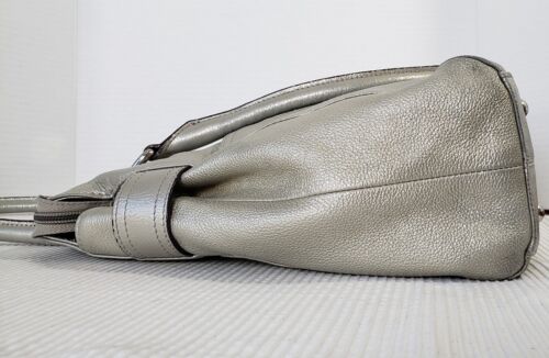 Tignanello große Schultertasche Metalic Silber Leder Handtasche Pebbled Soft Body Vintage - Bild 3 von 16