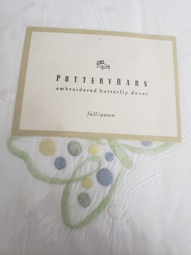 Pottery Barn White Butterfly Duvet Cover Set Pink Queen 2 Standard Shams New