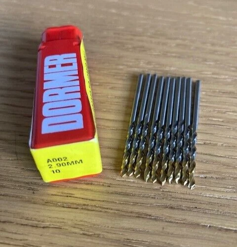 Dormer 2.90mm HSS Tin Coated Tip Drill Bits A002 Box of 10 Jobber Drills 2.9mm