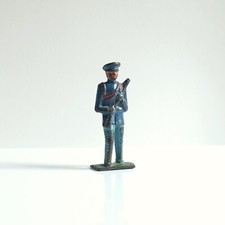 Vintage Grey Iron Marine Soldier with Rifle Blue Cast Iron Soldier G39 - 3