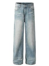 Men's High-Waist Wide Leg Vintage Wash Jeans