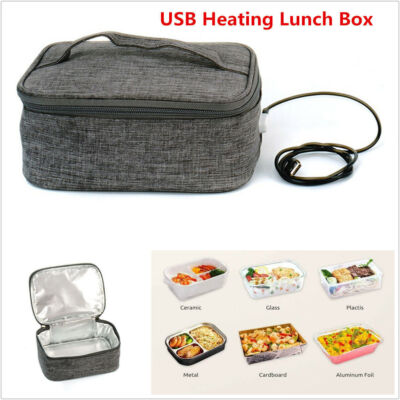 1x USB Heating Lunch Box Portable Outdoor Office Picnic Food Storage Heating Bag