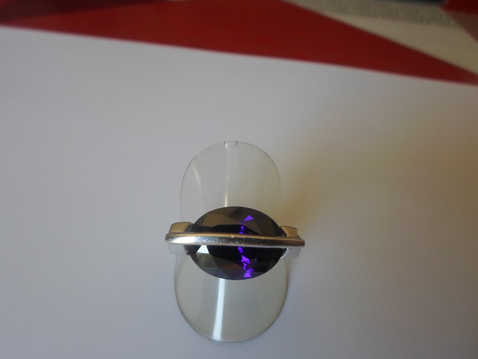 solid silver ring, purple faceted cabochon, size … - image 8