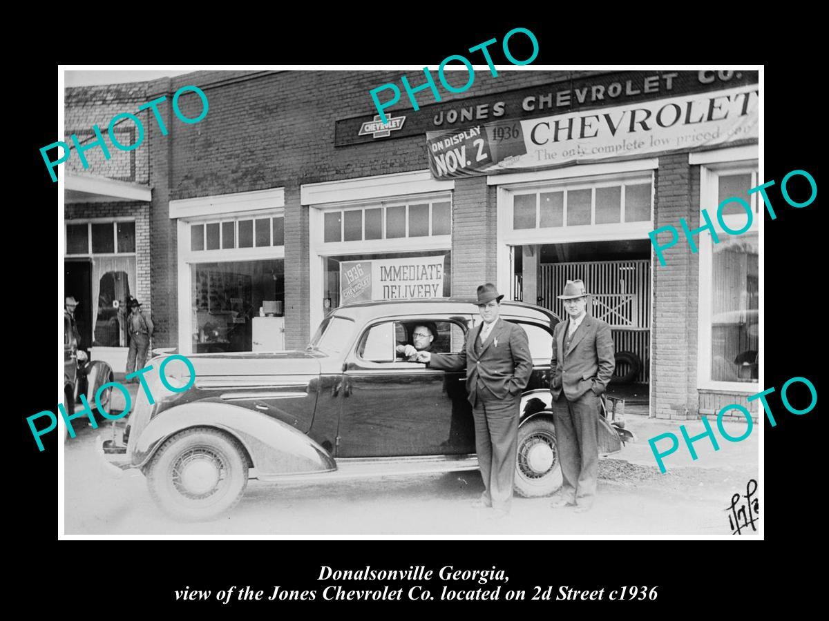 OLD LARGE HISTORIC PHOTO OF DONALSONVILLE JONES' CHEVROLET