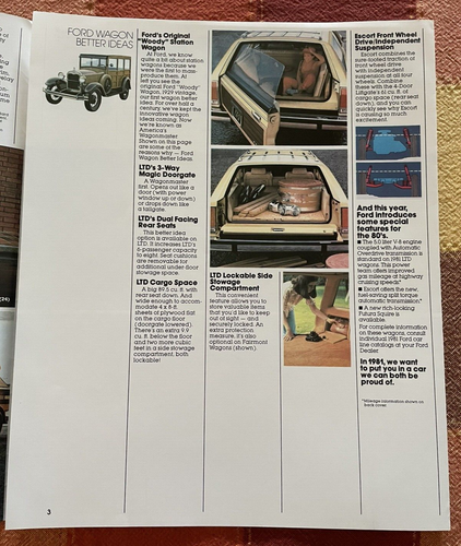 VINTAGE 1981 FORD WAGONS SALES BROCHURE - 第 3/4 張圖片