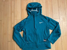 NIKE Therma Fit Youth Medium Fleece Full Zip Hooded Jacket Teal-Blue Unisex Used