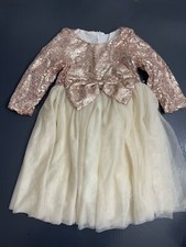 Girls 3T Rose Gold Sequin Dress Long Sleeve