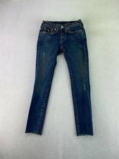 True Religion USA Made Womens 26 Dark Wash Low Rise Julie Cutoff Skinny Jeans
