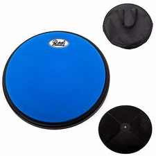 PAITITI 8 Inch Silent Practice Drum Pad Round Shape with Carrying Bag Blue Color