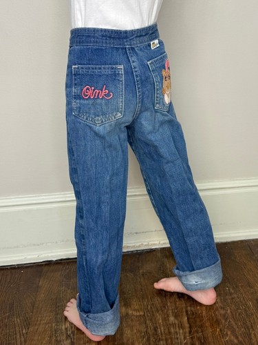 Vtg 1980s Miss Piggy Blue Jeans 80s Wiggles Size 6X Oink Jim Henson The Muppets - Picture 2 of 18