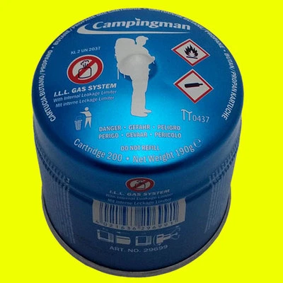 CAMPINGMAN 1x Butan Gas Kartusche Gaskartuschen 190g Stechkartusche Campingkocher Gaskocher