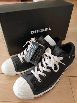 DIESEL EXPOSURE LOW Sneakers Black Canvas 27cm New Out of Print 