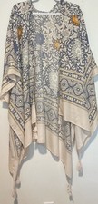 Duster/Kimono Women s Boho Multi Blue/Cream Pattern W/Tassels Unbranded One Size