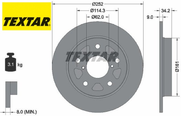 2X Bremsscheibe Textar 92305703 2 Bremsscheiben Hinterachse Hinten FüR Suzuki-image