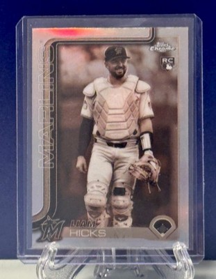 LIAM HICKS RC 2025 Topps SEPIA REFRACTOR See Pics! CHROME MINT-gem MARLINS STAR