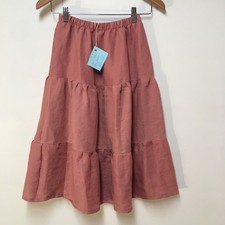 Skirt 100 Linen Girls M 8 Maxi Pink Ruffle Tier Bohemian Mom and Pop's Kids