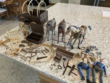 Vtg Large Lot Bonanza Action Set Figures Horses Wagon 1966 American Character