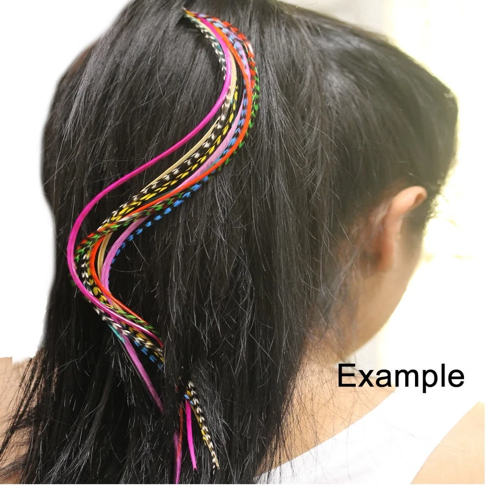 Indian Blue Remix 6-12 Feathers for Hair Extension Includes 2 Silicon Micro Bead - Image 2 of 2