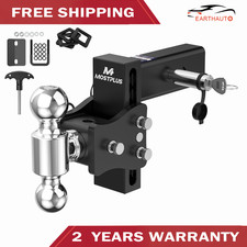 Adjustable 2.5 Receiver 6 Droprise Tow Hitch Dual Ball Mount Trailer 20000lbs