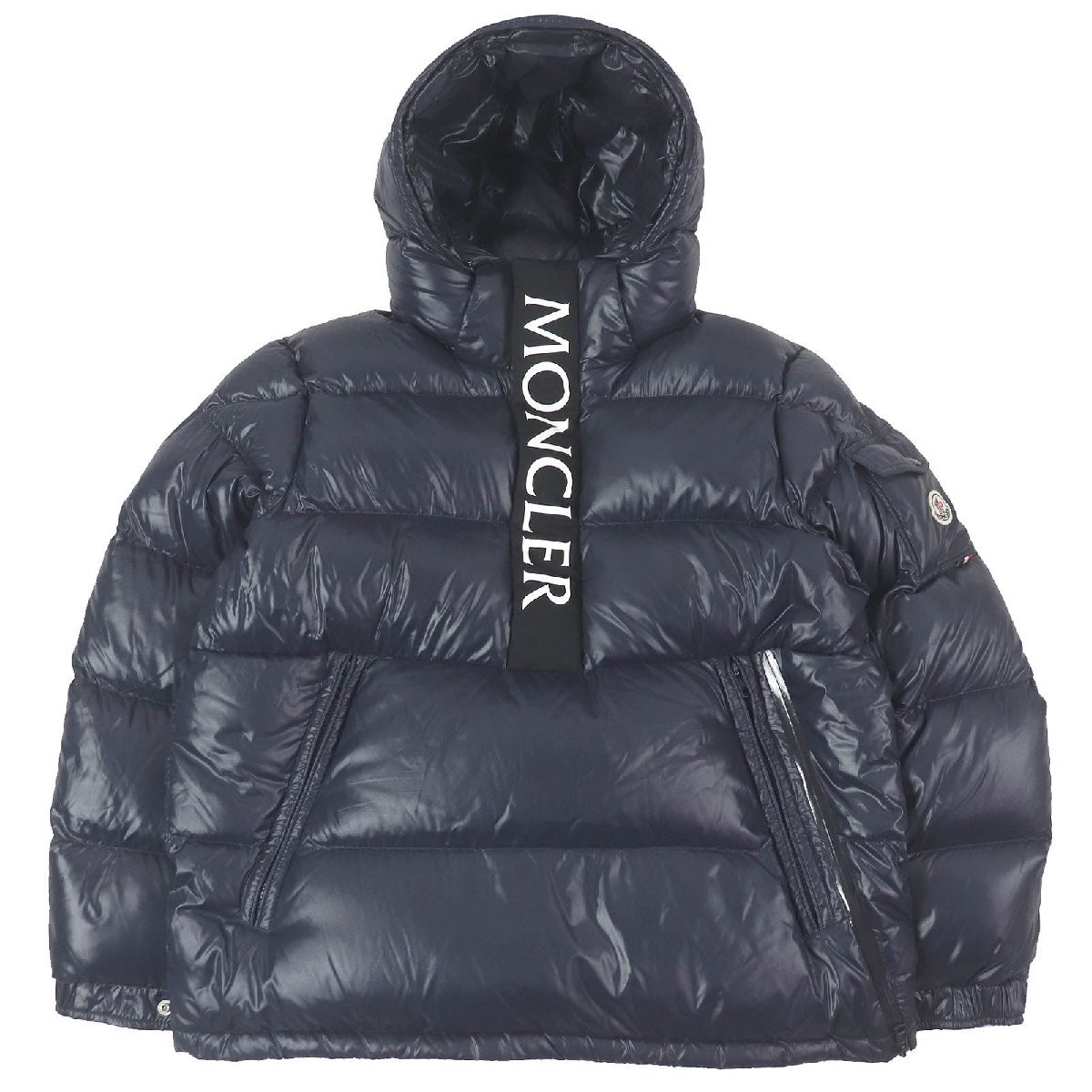 Moncler 2021 Navy Maury Giubbotto Half Button Down Jacket