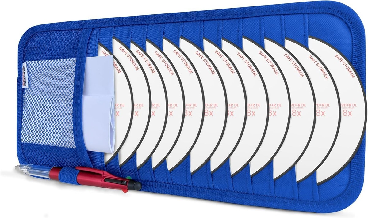 CD Case Holder for Car - Sun Visor Organizer 12 CD's/Dvd's