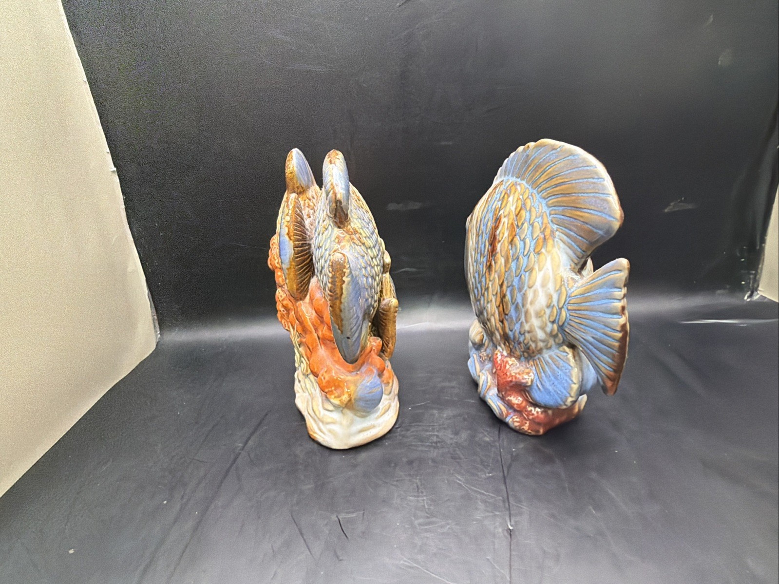 2 Vintage Ceramic Tropical Fish Cichlid Figurine Sculpture Coastal ...